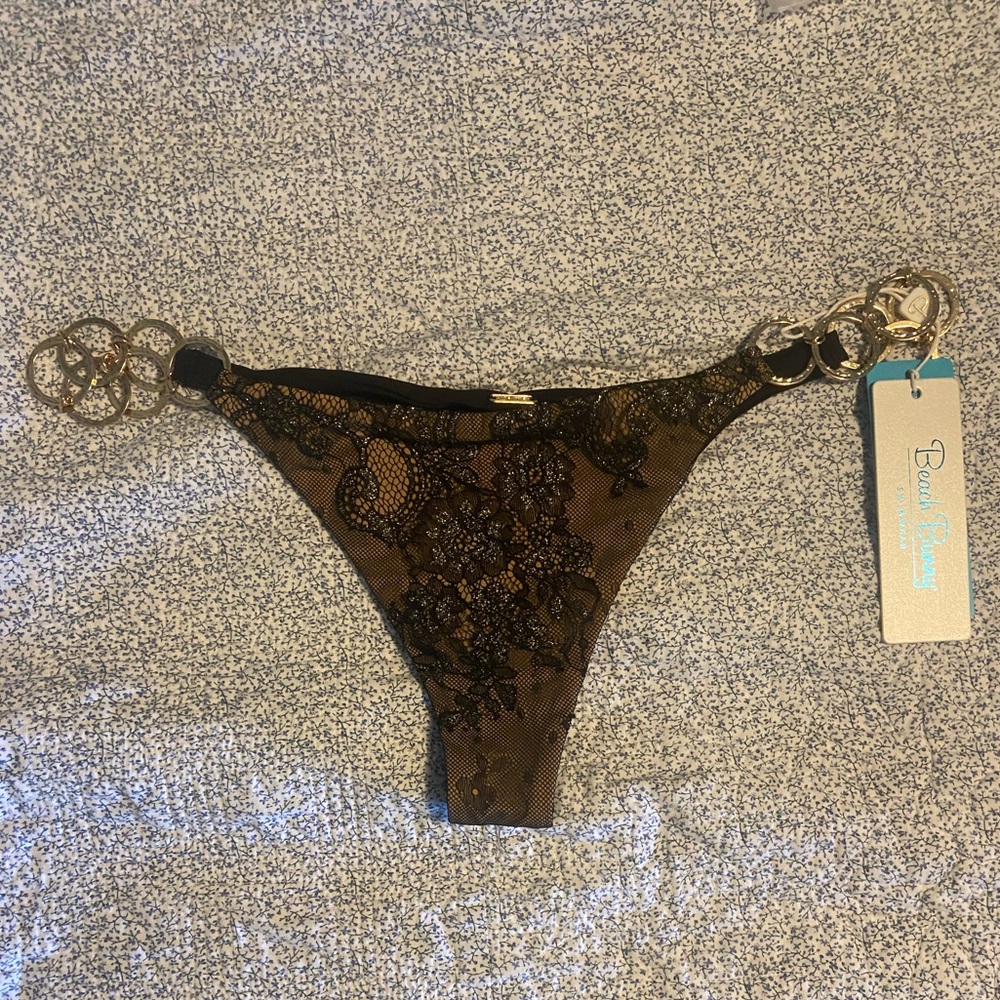 NEW BEACH BUNNY lexi lace tango bikini bottom in black XL